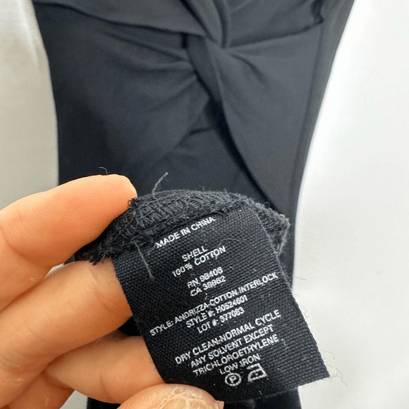 Theory Andrizza Twist Back Dress black cotton interlock midi womens size SMALL - Picture 6 of 8